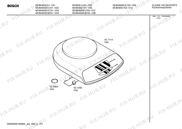 Схема №3 MUM4607 cereaLine с изображением Переключатель для кухонного измельчителя Bosch 00424222