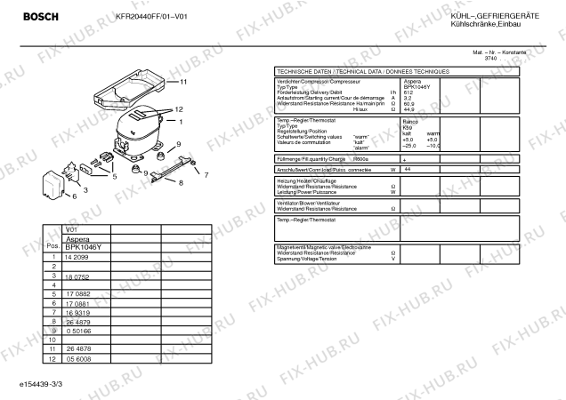 Взрыв-схема холодильника Bosch KFR20440FF - Схема узла 03