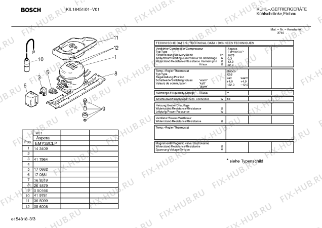 Взрыв-схема холодильника Bosch KIL18451 - Схема узла 03