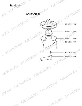 Взрыв-схема мясорубки Moulinex AA144AB(0) - Схема узла QP001028.6P2