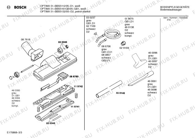 Взрыв-схема пылесоса Bosch BBS5112 OPTIMA 51 - Схема узла 03