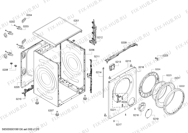 Взрыв-схема стиральной машины Bosch WAT24662IR - Схема узла 02