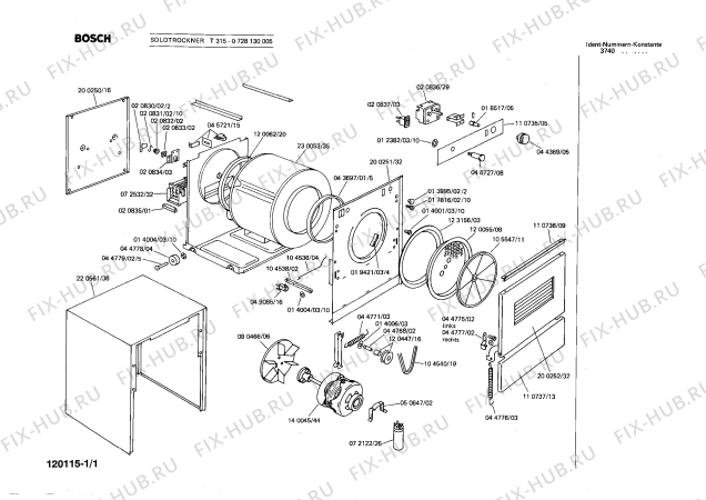 Схема №1 0728130005 T315 с изображением Часовой механизм для стиралки Bosch 00020836