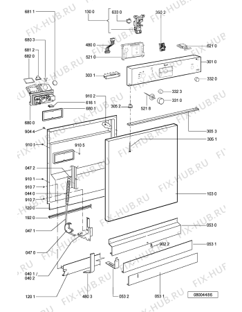 Схема №1 ADP 7400 WH с изображением Панель для посудомоечной машины Whirlpool 481245373255
