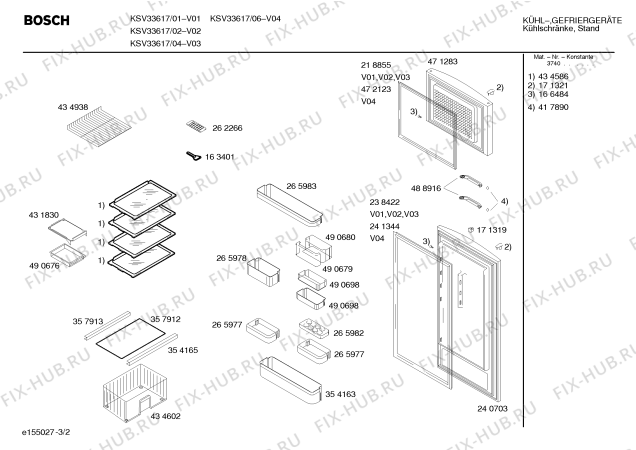 Взрыв-схема холодильника Bosch KSV33617 - Схема узла 02