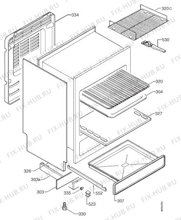 Взрыв-схема плиты (духовки) Zanussi ZCE630X - Схема узла Housing 001