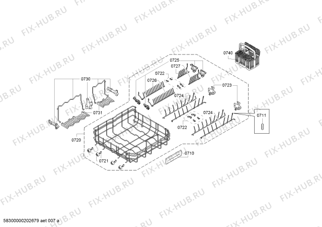 Схема №3 DF260261 с изображением Корзина для посуды для электропосудомоечной машины Bosch 00778369