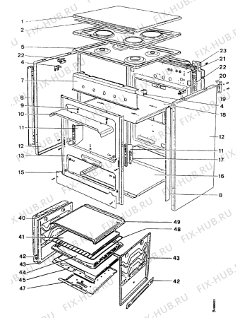 Взрыв-схема комплектующей Zanussi ZA5611BLBU - Схема узла Housing 001