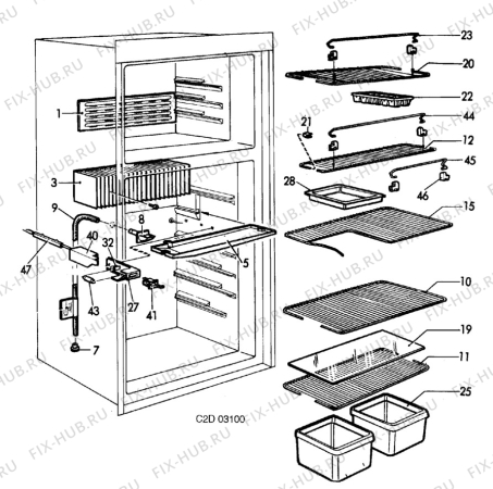 Взрыв-схема холодильника Electrolux Loisirs RM4605 - Схема узла Accessories