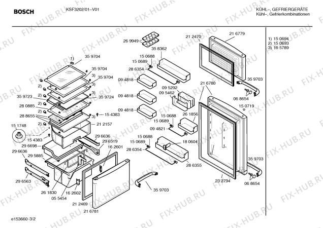 Взрыв-схема холодильника Bosch KSF3202 - Схема узла 02