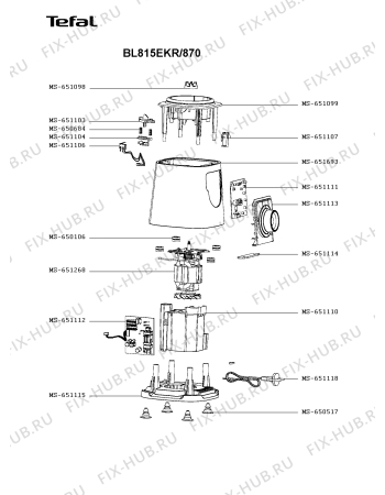 Схема №2 BL813DKR/870 с изображением Сосуд для электроблендера Tefal MS-651687