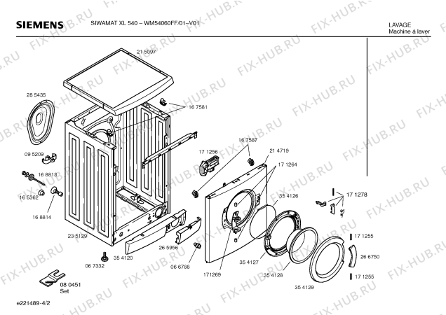 Взрыв-схема стиральной машины Siemens WM54060FF SIWAMAT XL540 - Схема узла 02