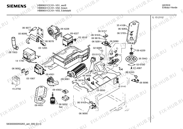 Схема №3 HB89021CC с изображением Панель для плиты (духовки) Siemens 00288123