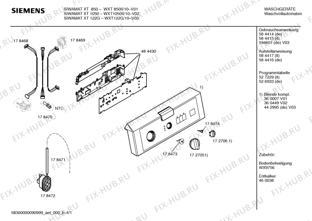 Схема №3 WOL1250II WOL1250 electronic с изображением Инструкция по установке/монтажу для стиралки Bosch 00584416