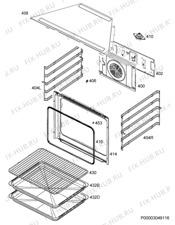 Взрыв-схема плиты (духовки) Electrolux EEB4230POX - Схема узла Oven
