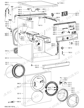 Схема №1 AWO/D 62100/1 с изображением Обшивка для стиральной машины Whirlpool 480111104431