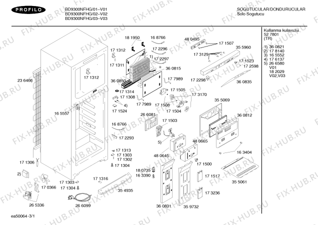 Схема №3 BD9300NFHG EuroLux с изображением Панель для холодильной камеры Bosch 00360835