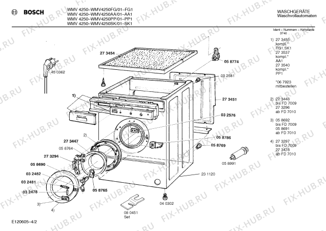 Взрыв-схема стиральной машины Bosch WMV4250SK - Схема узла 02