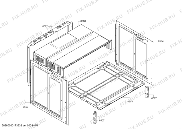 Взрыв-схема плиты (духовки) Siemens HB301E0Q - Схема узла 05