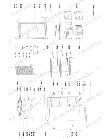 Схема №1 ARC 5560/AL с изображением Петля (защелка) для холодильной камеры Whirlpool 481241719394