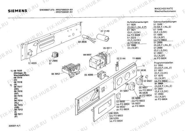 Схема №2 WV27300591 SIWAMAT 273 с изображением Панель управления для стиральной машины Siemens 00114554