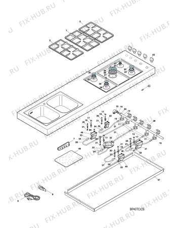 Взрыв-схема плиты (духовки) Indesit BP40TCCSAR (F058000) - Схема узла