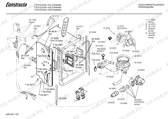 Взрыв-схема посудомоечной машины Constructa CP313J5 - Схема узла 02