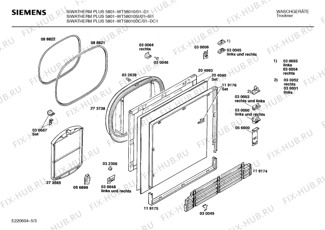 Взрыв-схема сушильной машины Siemens WT58010DC SIWATHERM PLUS 5801 - Схема узла 03