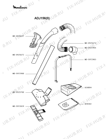 Взрыв-схема пылесоса Moulinex ADJ156(0) - Схема узла FP002265.9P2