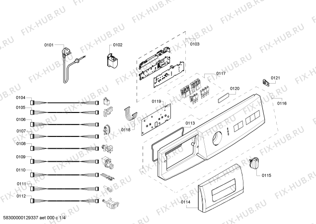 Схема №2 WM12A222 с изображением Панель управления для стиралки Siemens 00702938