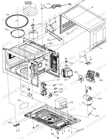 Взрыв-схема микроволновой печи Gorenje MMO20DGEII (535117, XY820Z) - Схема узла 02