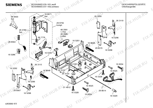 Взрыв-схема посудомоечной машины Siemens SE55A660EU - Схема узла 05