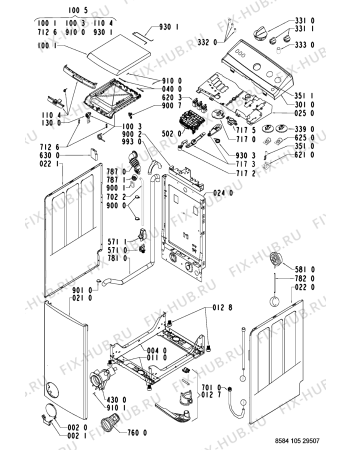 Схема №1 EV 1050 с изображением Декоративная панель для стиралки Whirlpool 481245212262