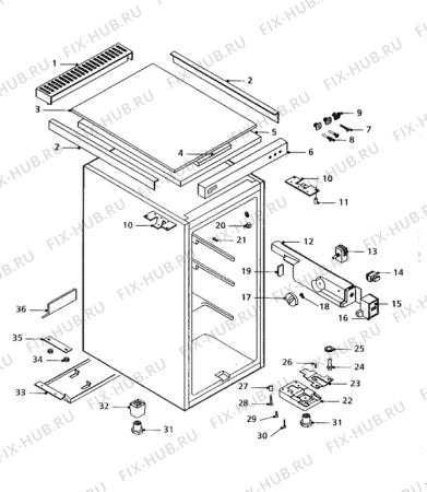 Взрыв-схема холодильника Zanussi ZV35 - Схема узла Cabinet + armatures