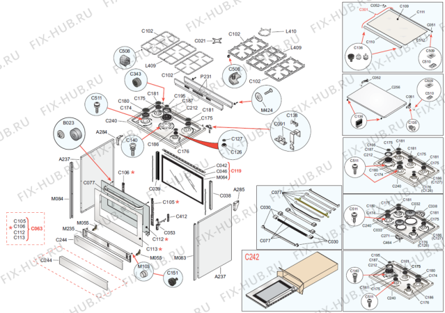 Взрыв-схема плиты (духовки) Gorenje GI92293AX (409260, 96-Z) - Схема узла 02