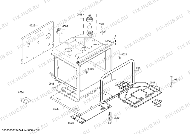 Взрыв-схема плиты (духовки) Bosch HGD64D220T - Схема узла 05