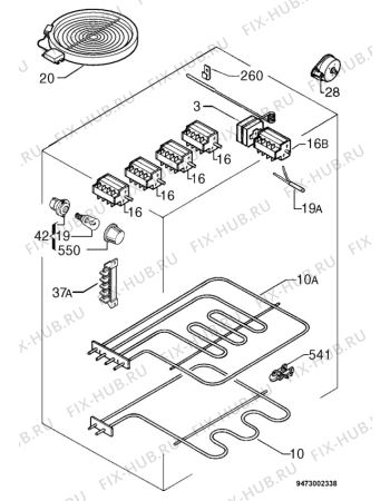 Взрыв-схема плиты (духовки) Zanussi ZCS632W - Схема узла Electrical equipment 268