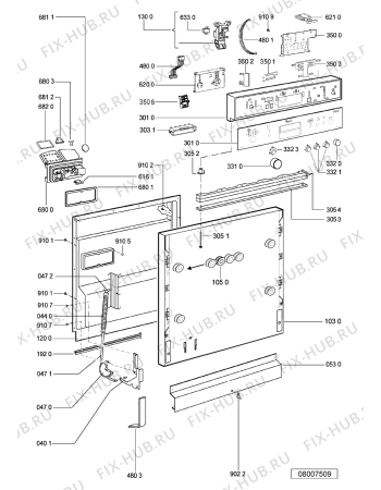 Взрыв-схема посудомоечной машины Whirlpool ADG 987/1 NB - Схема узла