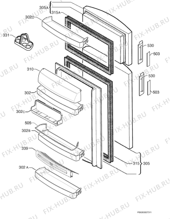 Взрыв-схема холодильника Electrolux ERA3965 - Схема узла Door 003