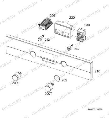 Взрыв-схема плиты (духовки) Aeg BEK435020M - Схема узла Command panel 037