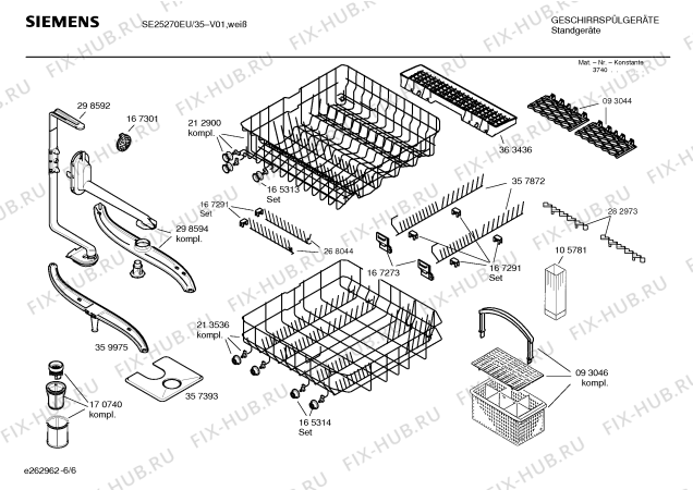 Взрыв-схема посудомоечной машины Siemens SE25270EU AA***** - Схема узла 06