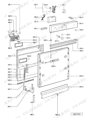 Схема №1 ADG 8315 WH с изображением Панель для посудомоечной машины Whirlpool 481245373244