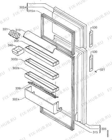 Взрыв-схема холодильника Zanussi ZFD29/8T - Схема узла Door 003