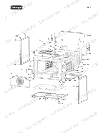 Схема №2 DEMX965 с изображением Уплотнитель двери для плиты (духовки) DELONGHI 053168