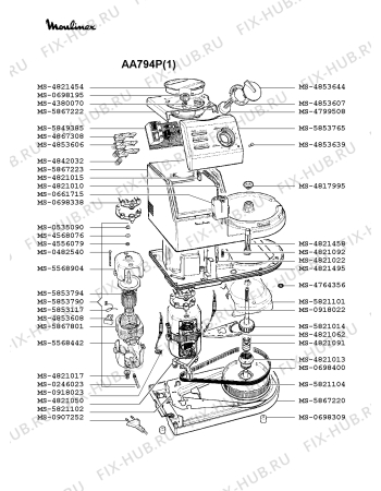 Взрыв-схема кухонного комбайна Moulinex AA794P(1) - Схема узла 9P000346.5P5