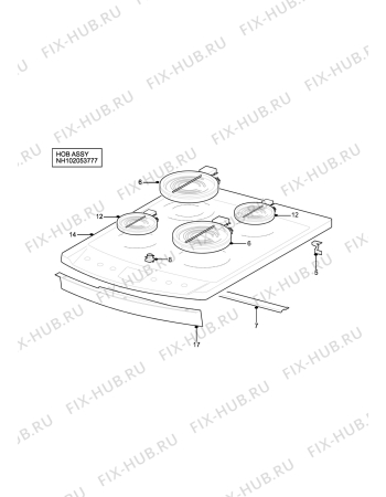 Взрыв-схема плиты (духовки) Tricity Bendix SE554SV - Схема узла H10 Hob