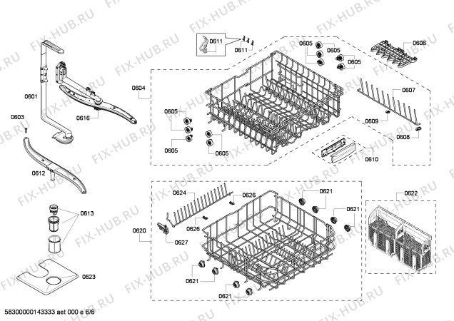Взрыв-схема посудомоечной машины Bosch SHV43P13UC - Схема узла 06
