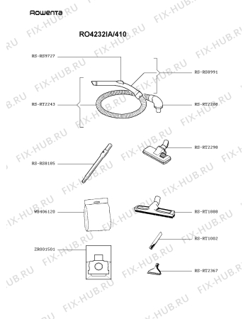 Взрыв-схема пылесоса Rowenta RO4232IA/410 - Схема узла RP003152.7P2