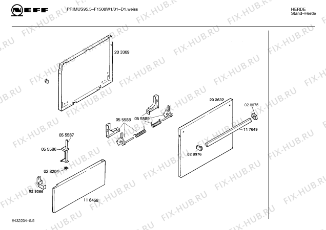 Взрыв-схема плиты (духовки) Neff F1508W1 PRIMUS 95.5 - Схема узла 05