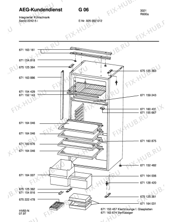 Взрыв-схема холодильника Aeg S2242-5 I - Схема узла Housing 001